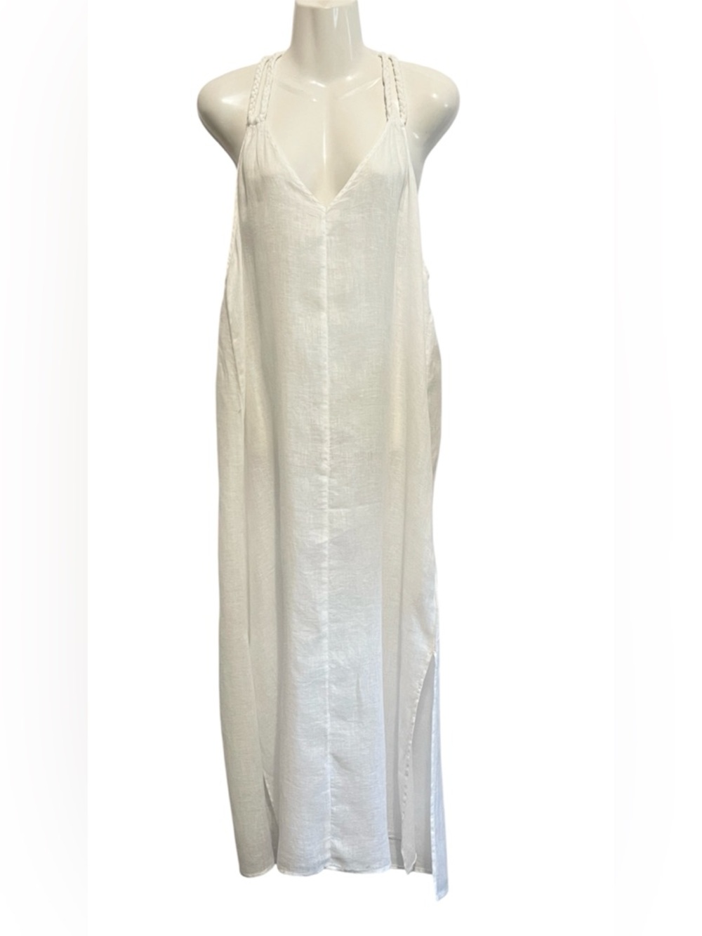 Rachel Zoe White Linen Braided Strap Dress - Picture 2 of 8